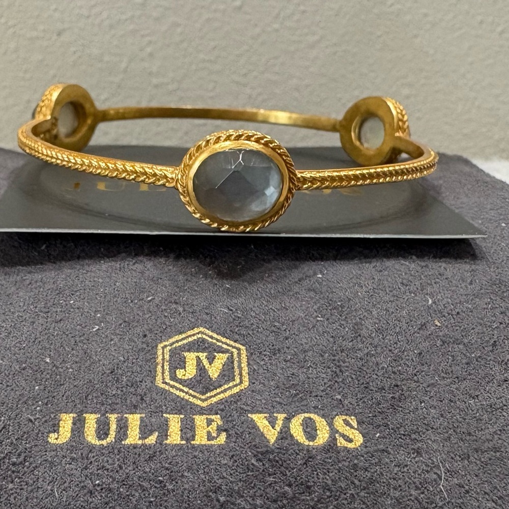 Julie Vos Gold Bangle with Gray Faceted Stone